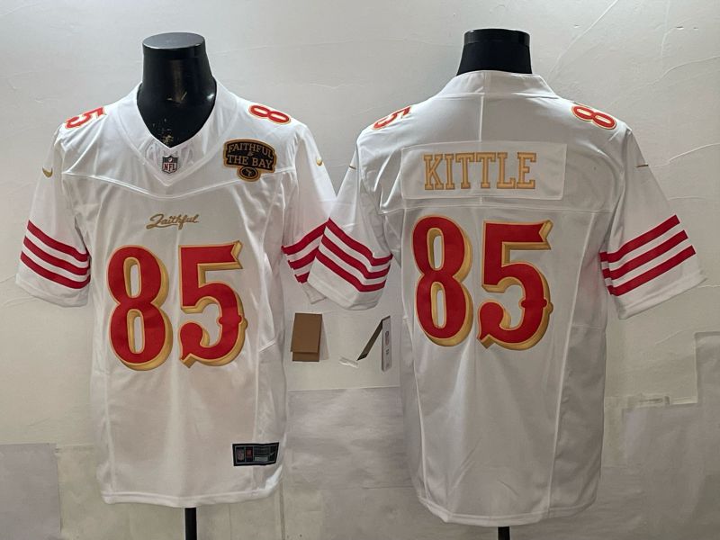 Men 2026 San Francisco 49ers #85 Kittle White Gold 5th generations Nike Limited NFL Jersey style 005->san francisco 49ers->NFL Jersey